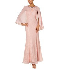 S.L. Fashions Womens Lace Gown Dress, Pink, 8