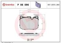 Bremsbelagsatz Scheibenbremse Prime Brembo P 06 096 FüR BMW F30 F34 F36 F31 F32