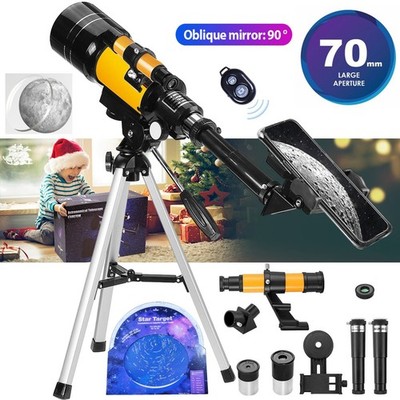 Professional Astronomical Telescope w/ Tripod Lunar Mirror HD Viewing 150X 70mm 