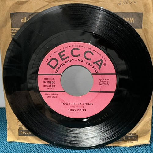 VG+ TONY CONN - Run Rabbit Run 45 Decca Promo Rockabilly 1959 Rock & Roll 7" - Picture 3 of 3