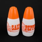 Westinghouse Milk Glass Mushroom Salt and Pepper Shakers Orange White Vintage