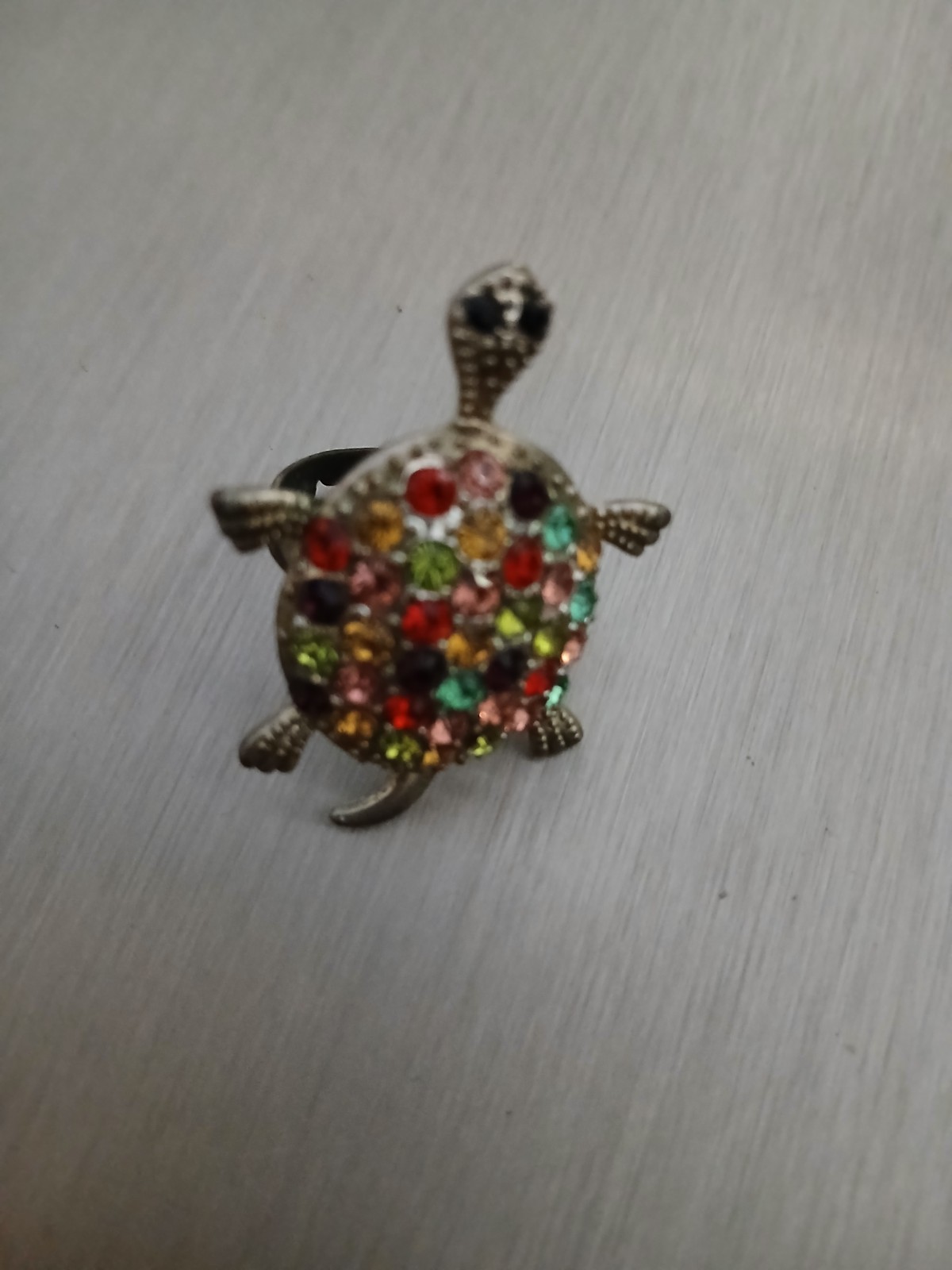 Turtle Multicolor Gemstone Ring, Adjustable Ring - image 2