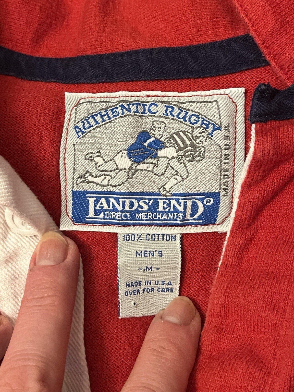 Rare 80s/90s Vintage Lands’ End Red Rugby Shirt - Medium Size image 2