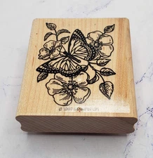Stampin' Up! Butterfly Garden Flower Field Wood Mounted Rubber Stamp