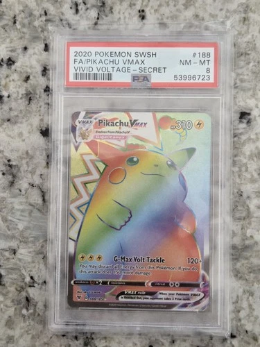 PSA 8 Pokémon Pikachu VMAX 188/185 Vivid Voltage 2020 Secret Rainbow Rare Card