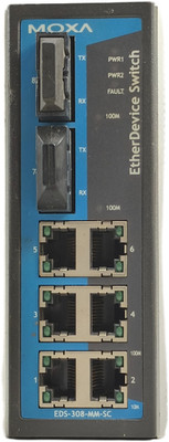 MOXA Industrial Ethernet Switch 8-Port MM SC Fiber DIN EDS-308-MM-SC