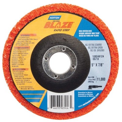 NORTON 66623303916 Non-Woven Dep Center Disc, 5 in Dia 16Z956