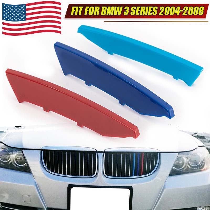 NewYall M-Colored Front Grille Insert For BMW E90 E91 3 Series (2009-2012) – 12-Beam Grille Trim, Colorful Accent Stripes