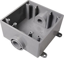 Cantex 5133370U PVC 2-Gang Grey Weatherproof Exposed Box 4.8 H x 5.8 W in.