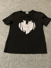 Saint Laurent T-Shirt women's SZ M Heart print Black
