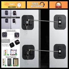 Refrigerator Lock 2 Pack - Child Safety Freezer Locks with Keys, Black Cabinet L