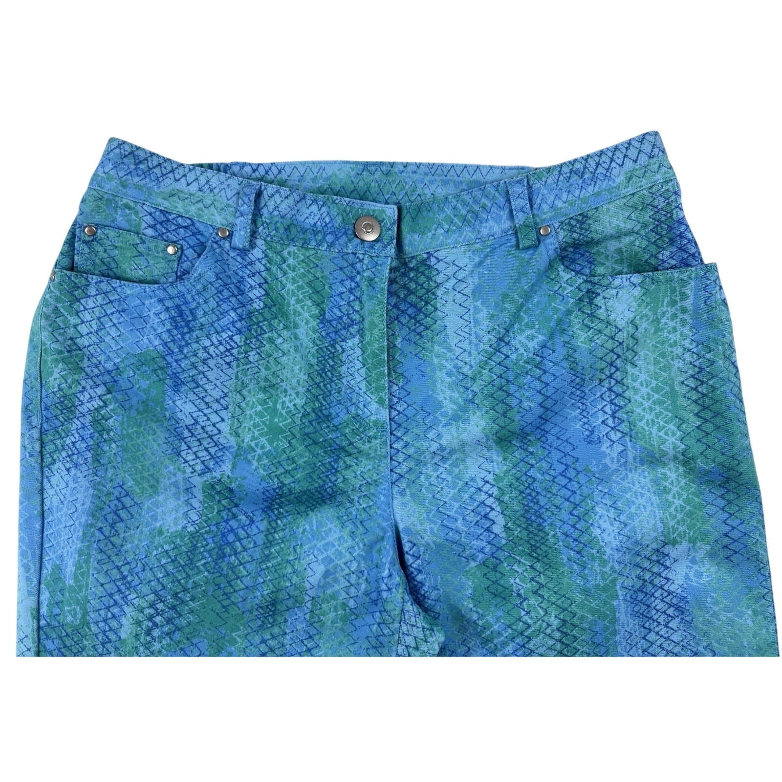 Ruby Rd Resort Capri Pants 8 Blue Pattern Button … - image 3