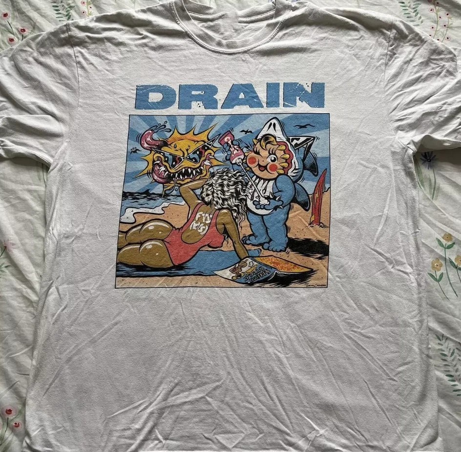 Drain Band White Cotton Short Sleeve all Size Unisex T-Shirt IA318