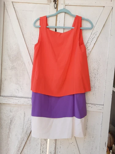 Abito Gucci viola rosso e panna colorblock taglia 46.