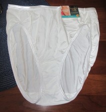 1 PR vtg VANITY FAIR 13108 nylon stretch WHITE sleek MEGA HI LEG panties 8/XL