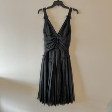 Vintage 90s Archive Dolce Gabbana D&G Black Silk Pleated Dress IT 42 Coquette