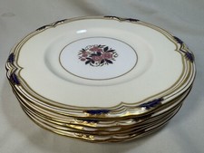  6 Minton for Tiffany  Co Pink Floral/Gold on Cream 8.75 Inch LUNCHEON PLATES