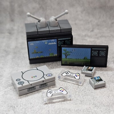 Custom Brickstation Gray Console Blocks Accessories for Minifigs Gd101 Gaming