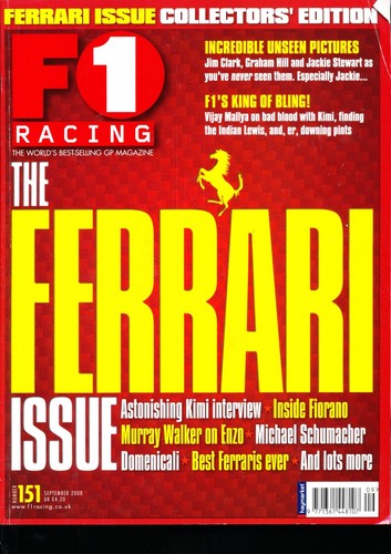 F1 Racing Magazine September 2008 The Ferrari Collectors Edition Kimi Raikkonen