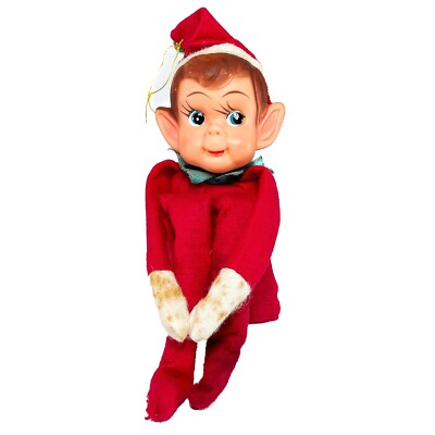 Christmas Knee Hugger Red Green White LARGE Easter Elf Ornament,Japan,VINTAGE