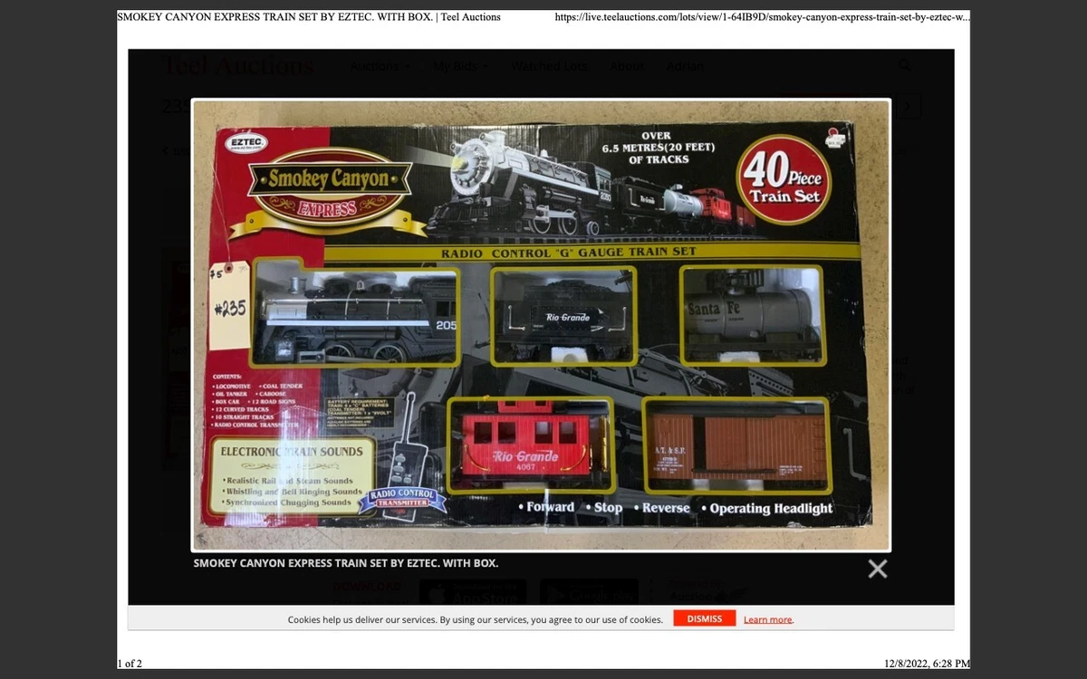 EZTEC Smokey Canyon Express Radio Control G Gauge Train Set 40 Pc New Open box
