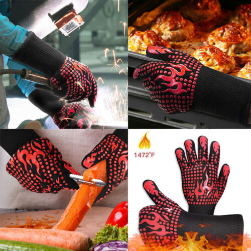 1 Pair Extreme Heat Resistant Mitts Cooking BBQ Grilling Oven Gloves 1472°F - Picture 7 of 11