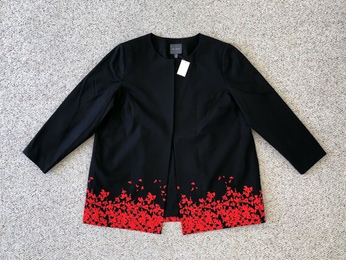 NWT! THE LIMITED Plus Size 22W Black Red Cotton Jacket Coat Blazer Top Women's - Picture 5 of 10