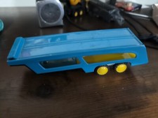 Vintage Tin Litho Car Carrier Hauler Trailer. Japan Stamped 