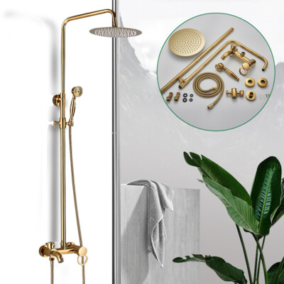 Wall-Mount Brushed Bathroom Shower Faucet System Durable Shower Head Mixer Set