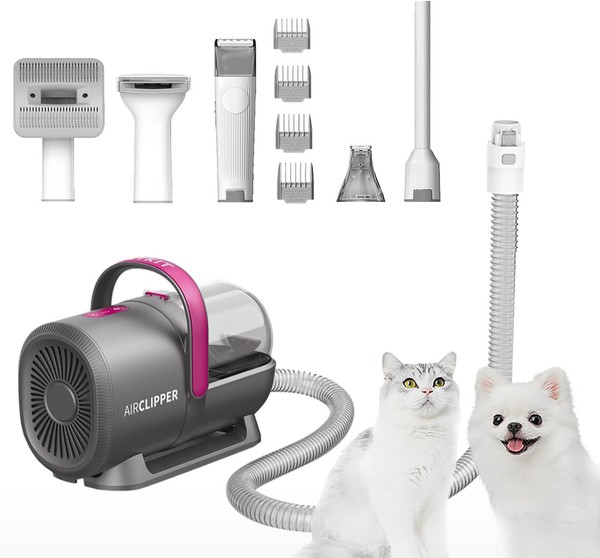 Kit de aseo y aspiradora para perros y gatos mascotas de 1,4 L de capacidad con 5 herramientas cortapelos