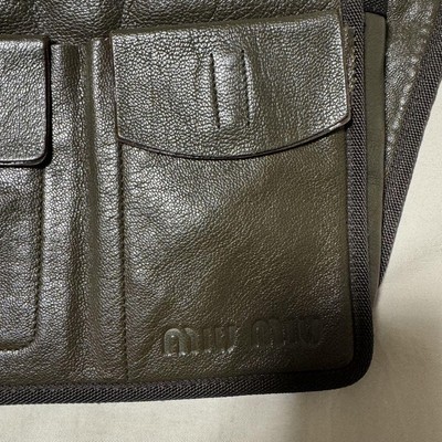 バッグ 99FW miumiu archive leather pocket bag Miu Miu 1990's Archive Leather Brown Pocket Bag – Amber Handbags