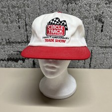 Vintage Rex Brand CIRCLE TRACK MAGAZINE Red White Snapback Hat Baseball Cap