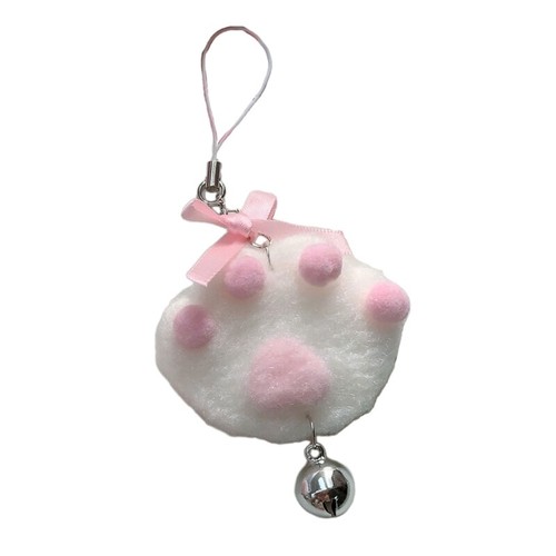1/2pcsCat Claw Bell Bow Bag Charm Stylish Phone Pendant Plush Keychain Accessory - 第 2/10 張圖片