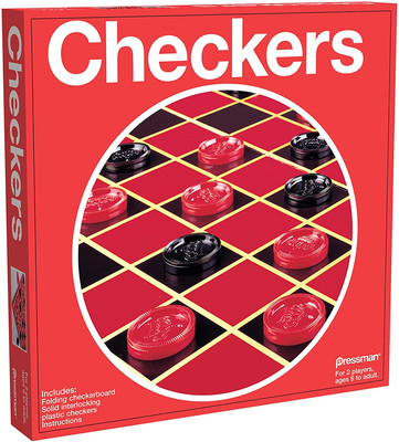 Checkers Classic Game with Folding Board & Interlocking Checkers 5In FREE SHIP