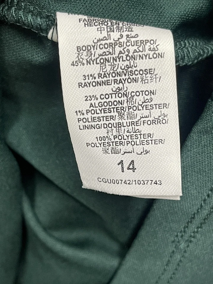 Vestido de fantasía Ella Moss verde encaje diseño floral cierre trasero con cremallera talla 14 Foto 4 de 4