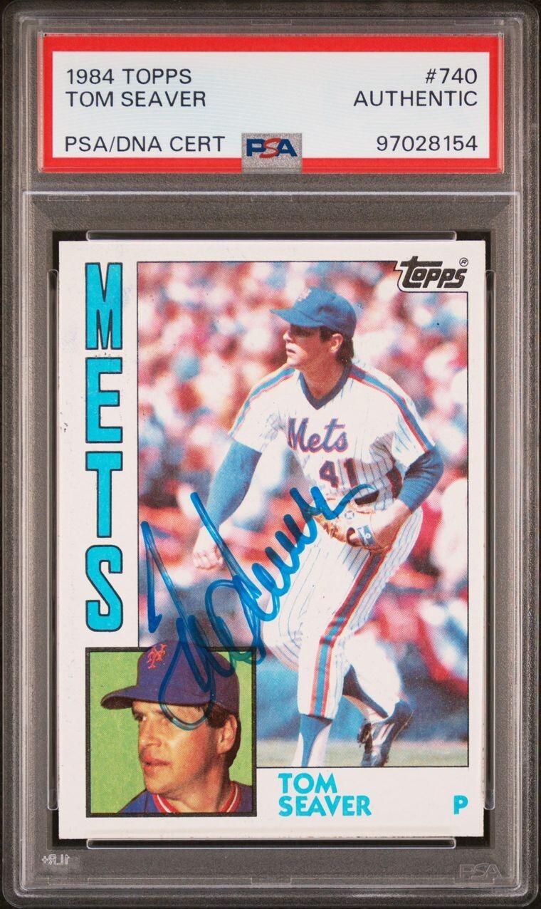 1984 Topps Tom Seaver Actually Signed Autograph Card Blue Ink PSA/DNA Authentic