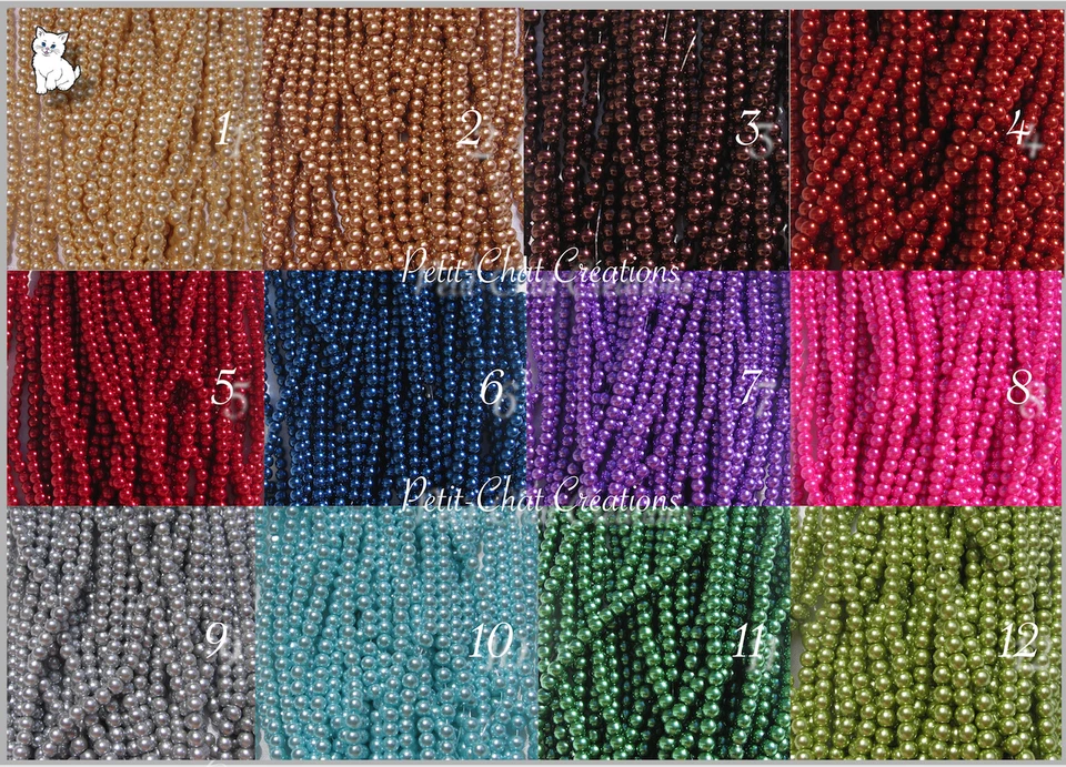 Lot 100 perles verre nacré renaissance 6mm coloris au choix perles nacrées *RU29