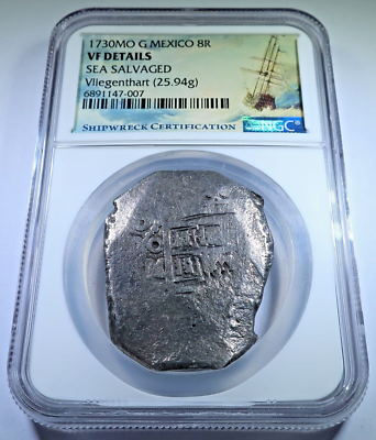NGC Vliegenthart Shipwreck Rare 1730-G Spanish Mexico Silver 8