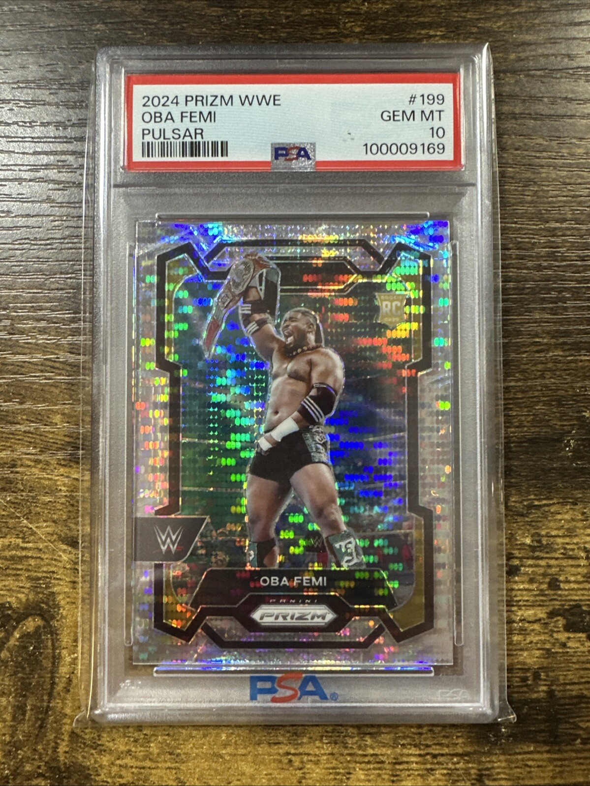 OBA FEMI 2024 Panini Prizm WWE Rookie 077/499 Pulsar Prizm PSA 10 #199