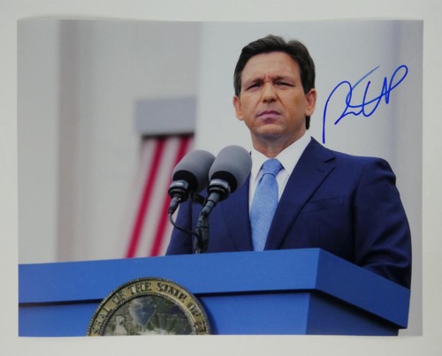 Ron DeSantis firmato 11x14 foto autografato governatore 2024 candidato presidenziale