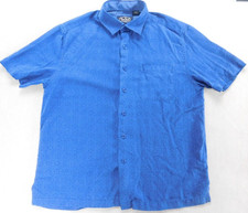 Nat Nast Short Sleeve Button Down Bowling Shirt Silk Blend Men's Med Blue 136581
