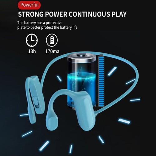 Bone Conduction Headphones Bluetooth 5.2 Wireless Earbuds Outdoor Sports Headset - Photo 2 sur 16