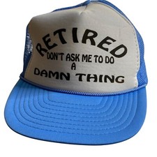 Vintage Retired Trucker Hat Funny Mens Cord Blue White Mesh Foam Philippines