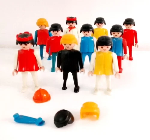 PLAYMOBIL 80s geobra lot 10 figures + accessories - 10 vintage men and accessories