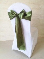 50x Olive Green Satin Chair Sashes BowS Wedding Banquet Birthday Party Ceremony