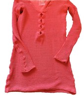 REILLI Miami Ladies Bright Pink Crinkle Knitted Stretch Fit Beach Top Sz M EUC