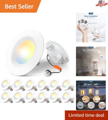 Energy-Efficient 4-Inch Dimmable LED Recessed Lights - 9600 Lumens Brightness