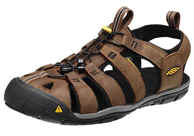 Keen Herren Echtleder Sandale "Clearwater CNX Leather" dark earth/black