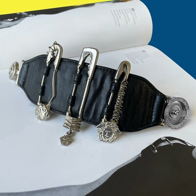 スマホアクセサリー GIANNIVERSAECE GIANNI VERSACE black leather cuff w/ Safety Pins from S/S 1994 | eBay