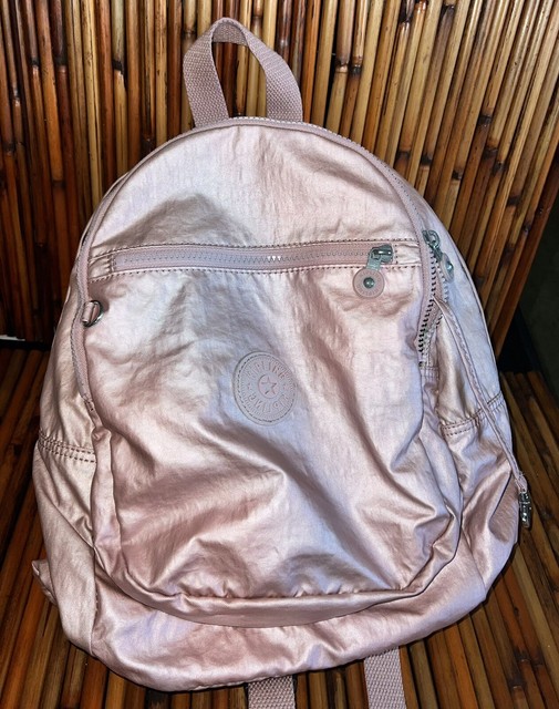 kipling rose gold backpack